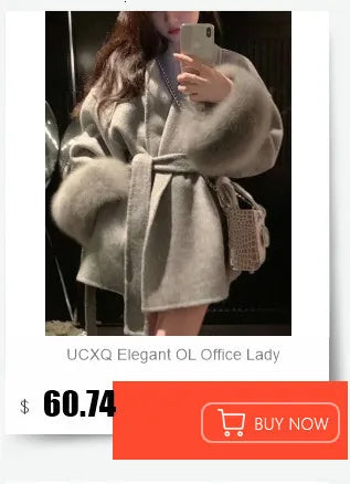 UCXQ Color Blocked Double Sided Wool Coat For Women Hooded Long Sleeved Belt Cardigan Coats 2025 Autumn Winter New Tide 23Z3934