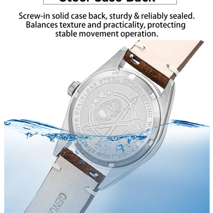 ADDIESDIVE NEW Luxury Quartz Men's 36mm Watch AD2544 Sapphire Crystal 100M Waterproof C3 Retro Luminous Leather Strap Wristwatch