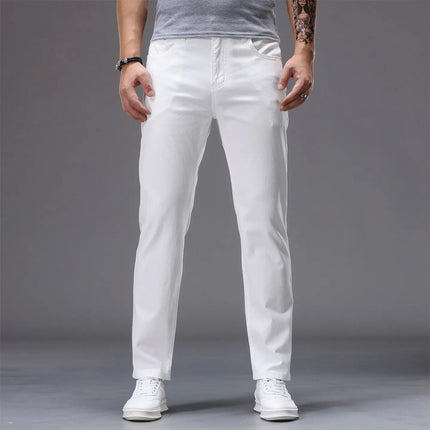 Men's Casual Jeans Vintage Straight Leg Elastic Slim Fit Autumn Winter Sweatpants Trousers Skinny Y2k Jeans Men's Cargo Pants