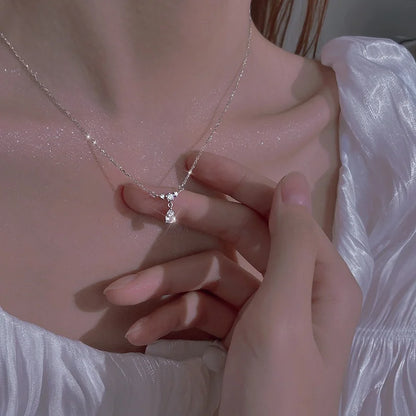 CAOSHI Collana con ciondolo color argento estetico per donna Temperamento Dolce da indossare ogni giorno Regali di gioielli Accessori con zirconi