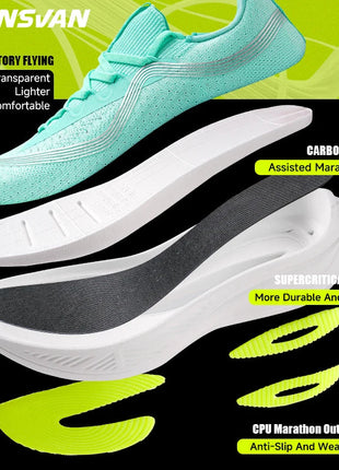 IRUNSVAN Men's Carbon Plate Sneakers Professional Marathon Racing Running Shoes High Quality  Shoes Comfortable Sports Shoe PlatiNum
