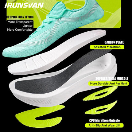 IRUNSVAN Men's Carbon Plate Sneakers Professional Marathon Racing Running Shoes High Quality  Shoes Comfortable Sports Shoe PlatiNum