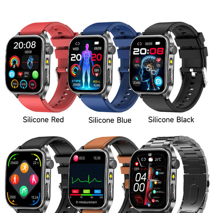 2025 Trattamento laser Tre Smartwatch alti 1.95 "Schermo curvo in zaffiro ECG + PPG Grasso nel sangue Acido urico Diagnosi salute Smartwatch platinumshop