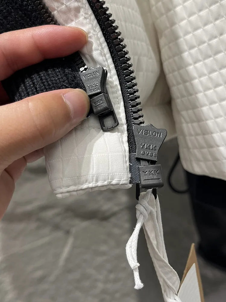 Winter Men Thick Warm White Duck Down Jacket Fashion Stand Collar Spliced Windproof Overcoat Loose Fit Casual Outside Down Coat
