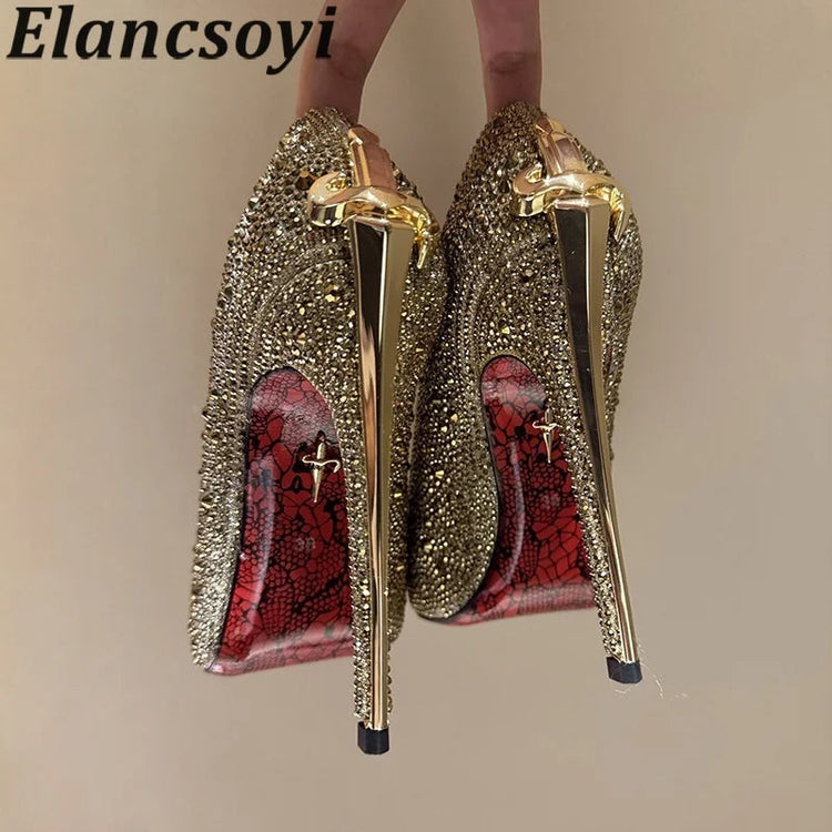 Vendita calda Scarpe da banchetto Décolleté da donna Scarpe eleganti con tacco alto in metallo Scarpe da ballo in pelle nera Scarpe da festa sexy autunnali per donna platinumshop