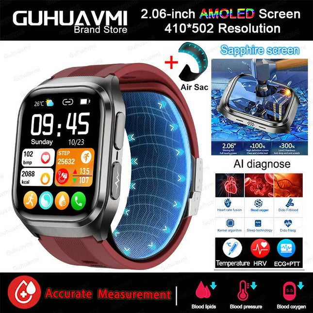 2026 Nuovo aggiornamento AI diagnostico Airbag pressione sanguigna precisa salute SmartWatch acido urico ECG lipidi nel sangue Smartwatch uomo donna platinumshop