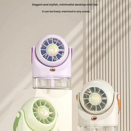 Ventilatore Portatile da Tavolo con Nebulizzatore d'Aria Fredda, Ricarica USB, Raffreddamento ad Acqua, Ventilatore Turbo con Umidificazione, Compatto Ventilatore Personale con Nebbia