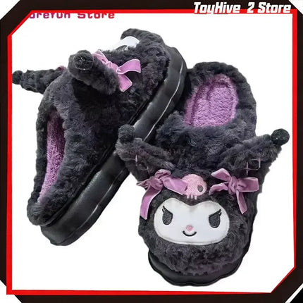 Hot Kuromi Peripheral Products Cotton Slippers For Women'S Autumn And Winter Home Anti Slip Cute Cartoon Cotton Shoes Thickened
