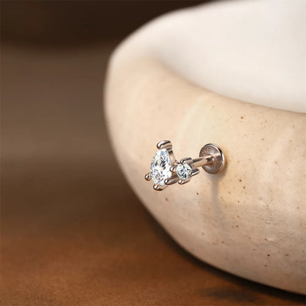 Aide S925 Sterling Silver Moissanite Silver Color Srud Earrings Women Heart Leaf Geometric DIY Ear Bone Sruds Piercing Jewelry PlatiNum