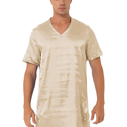 Donna uomo pigiama in raso di seta pigiameria maniche corte camicia da notte Kimono accappatoio abito da notte accappatoio camicia da notte estiva Homewear