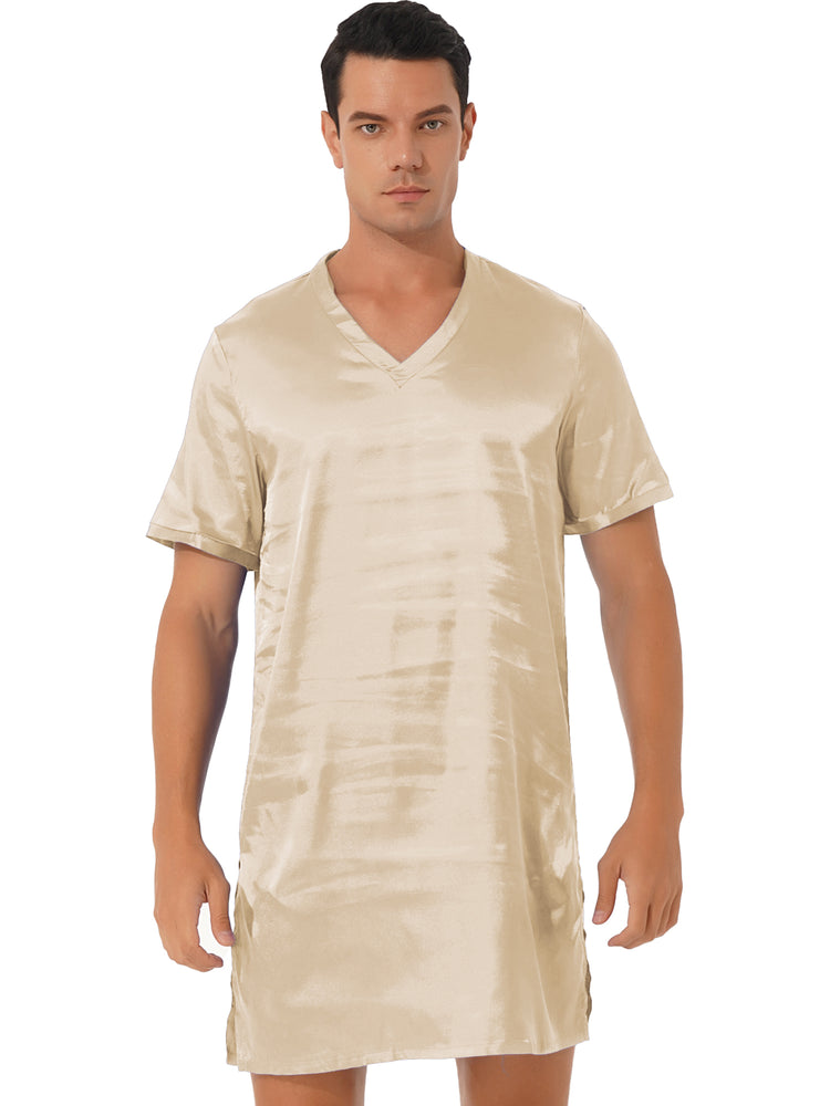 Donna uomo pigiama in raso di seta pigiameria maniche corte camicia da notte Kimono accappatoio abito da notte accappatoio camicia da notte estiva Homewear