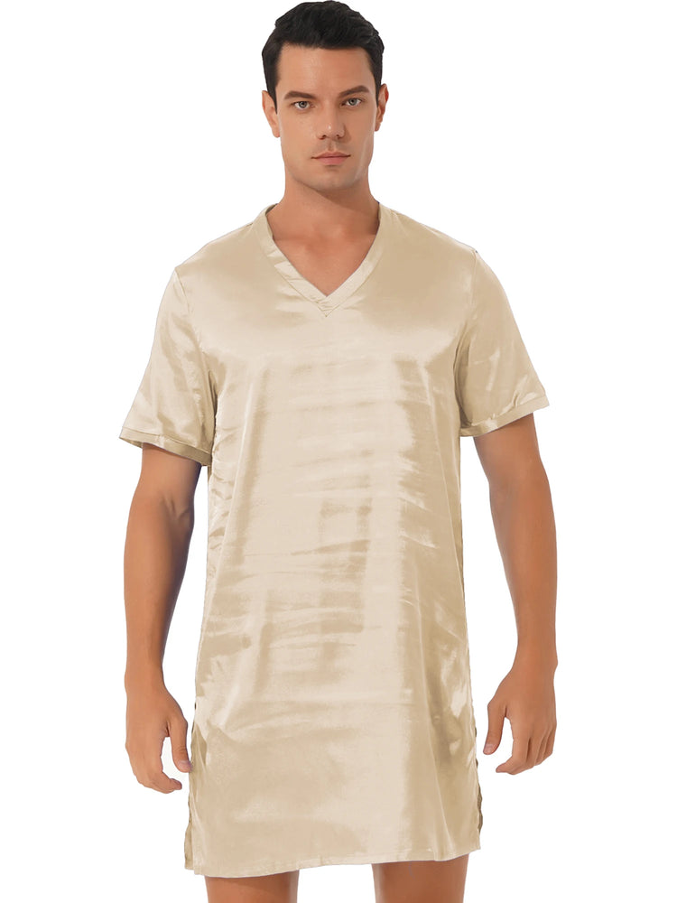 Donna uomo pigiama in raso di seta pigiameria maniche corte camicia da notte Kimono accappatoio abito da notte accappatoio camicia da notte estiva Homewear