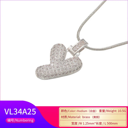 ZHUKOU Colore argento Bubble lettere iniziali collane 26 lettere pendenti collane per le donne Ottone CZ Gioielli all'ingrosso VL34