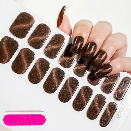 Semi Cured Wraps Fast Gel Nail Sticker Soild Nail Gel Wraps Adhesive Full Cover Gel Nail Decal UV Lamp Cured Manicure Decoration2028