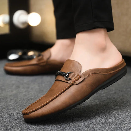 Mocassini Estivi da Uomo in Pelle Comodi e Leggeri, Scarpe Casual Morbide e Piatte, Ciabatte Quotidiane da Uomo