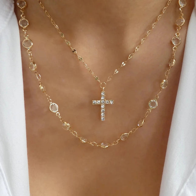 Rainbow Crystal Gemstone Retro Choker Colored Zircon Necklace For Women Simple Clavicle Chain Jewelry Fashion Wear Accessories PlatiNum