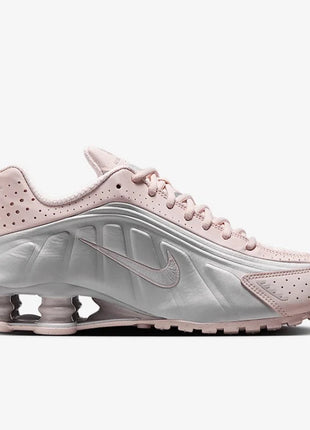 Nike Shox R4 Women's Running Shoes Low-Top Casual Comfort Breathable Wear-Resistant Support White Sail Crimson AR3565-103 PlatiNum