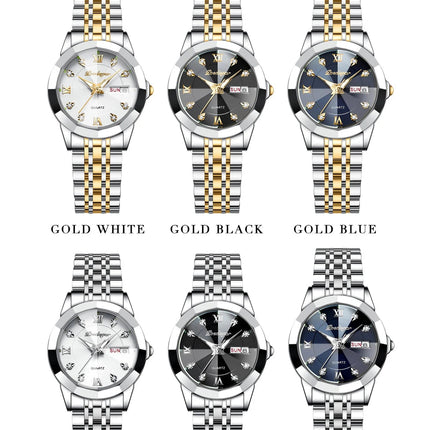POEDAGAR orologi da donna di marca di lusso impermeabile luminoso data settimana orologio al quarzo per donna orologio da donna di moda in acciaio inossidabile platinumshop