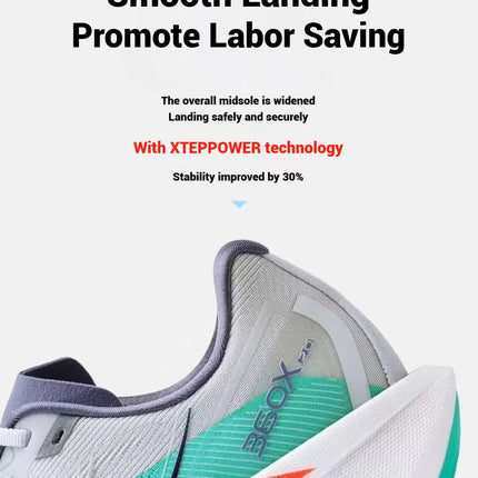 Xtep 360X 2.0 Professional Marathon Running Shoes For Men Racing Carbon Plate Shock Absorbent Sports Training Shoes 975219110035 PlatiNum