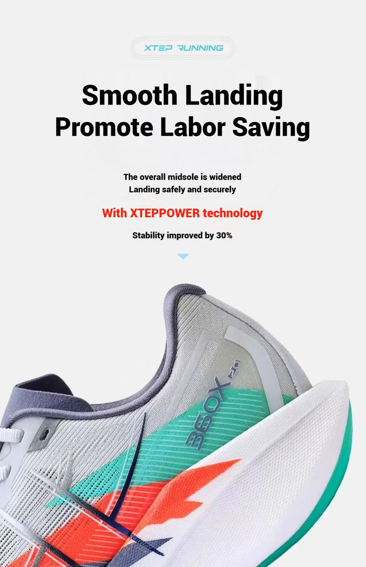Xtep 360X 2.0 Professional Marathon Running Shoes For Men Racing Carbon Plate Shock Absorbent Sports Training Shoes 975219110035 PlatiNum