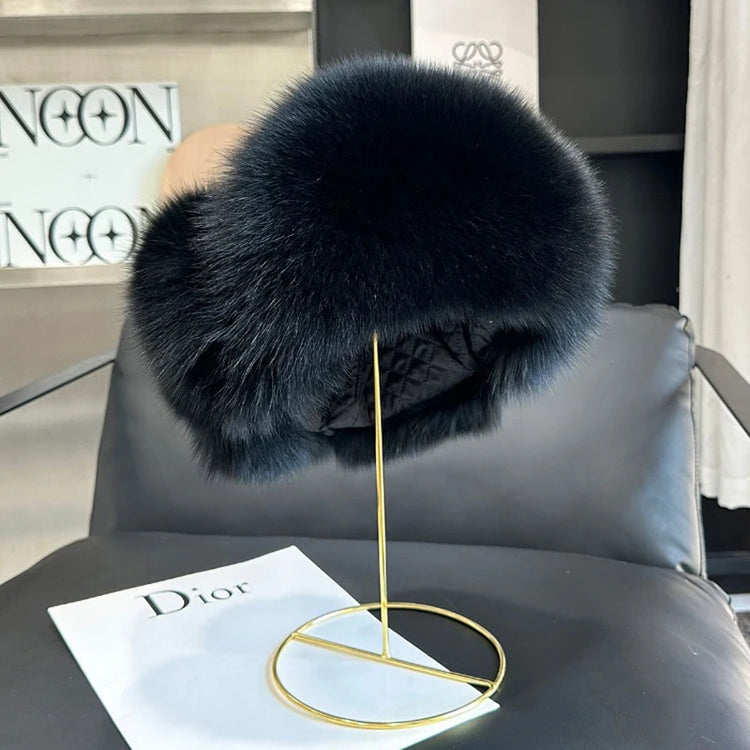 2026 100% Real Fox Fur Hats Women's Russian Ushanka Aviator Trapper Snow Skiing Hat Caps Earflap Winter Raccoon Fur Outerwear Ha