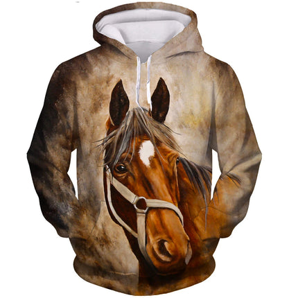 Fashion Horse Hoodies Animal 3D Print Men Women Autumn Casual Hooded Sweatshirts Oversized Harajuku Pullovers Man Tops Clothing