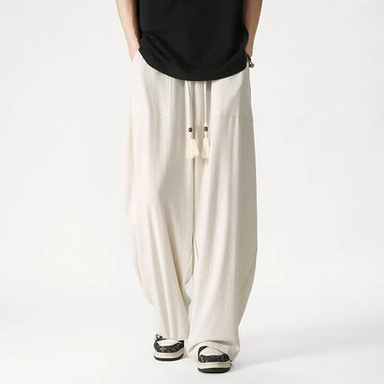 Nuovi pantaloni da uomo Casual comodi pantaloni a gamba larga pantaloni Harun larghi alla moda pantaloni sportivi con coulisse lanterna da uomo taglie forti