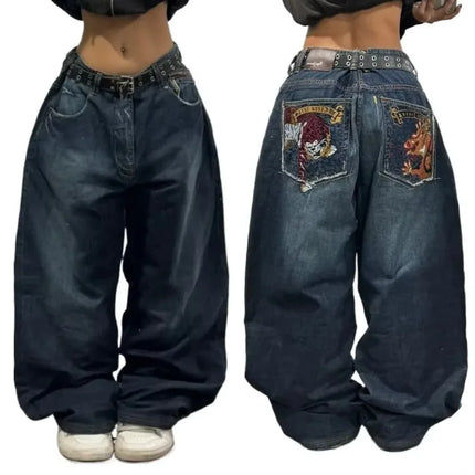 Streetwear Vintage New Fashion Jeans larghi con stampa oversize Donna Y2K Harajuku Gotico Hip Hop Pantaloni casual a vita alta popolari