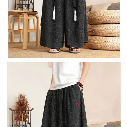 Pantaloni Kimono da Uomo Stile Giapponese Oversize Comodi Pantaloni da Bagno Uomo Samurai Giapponese Harajuku Casual Larghi Yukata Pantaloni a Gamba Larga