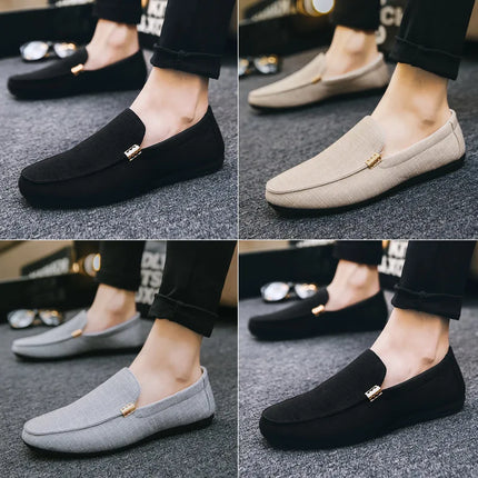 Scarpe casual da uomo in tela slip on mocassini alla moda per uomo abito di lusso scarpe da guida appartamenti formali per feste di matrimonio taglie forti