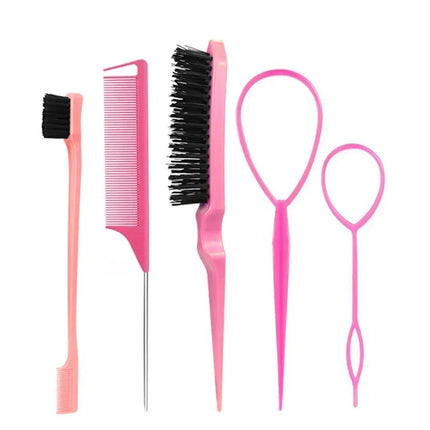 3-10pcs Hair Styling Comb Set Teasing Hair Brush Triple Teasing Comb Rat Tail Combs Edge Brush Hair Tail Tools Braid Tool Loop 2028