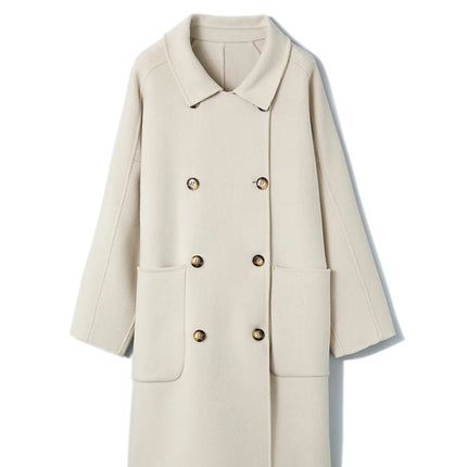 Ladies' 100% Cashmere Thick Double-Sided Extended Coat, Classic, Versatile and Fashionable for Business and Leisure