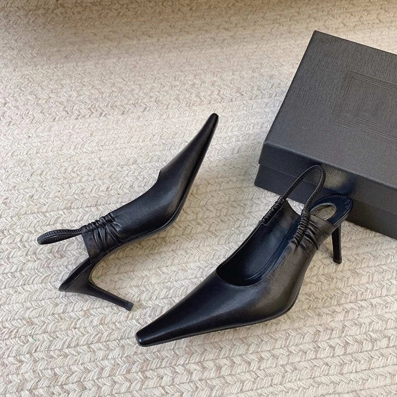 2026Women's Springand SummerPointed StilettoHigh HeelsBaotouCommutingSandals FrenchStyle VersatileRear StrapFashion BanquetShoes