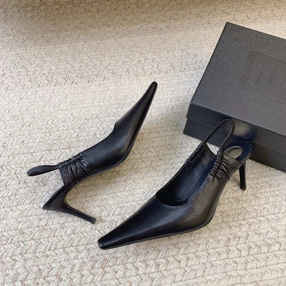 2026Women's Springand SummerPointed StilettoHigh HeelsBaotouCommutingSandals FrenchStyle VersatileRear StrapFashion BanquetShoes