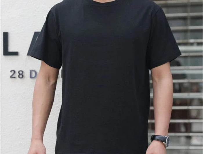 Four seasons 100% Cotton T shirts Man Casual Tees High quality Solid color Couple Oversized T shirts Black White Grey Sports Top PlatiNum