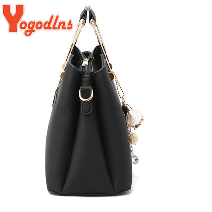 Yogodlns Luxury Pendant Handbag For Women PU Leather Tassel Shuolder Bag Designer Handle Bag Brand Shopping Mommy Shoudler Bag PlatiNum