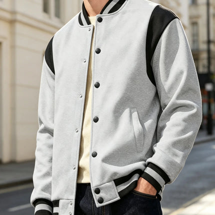 Men Color Block Varsity Jacket Fleece Lined Long Sleeve Button Baseball Coat Retro Swag Streetwear Casual Outerwear Y2K Clothes