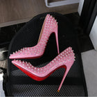 Tacchi alti tempestati di rosa, alla moda, bocca ultra poco profonda, punta a punta, tacco sottile, cielo odio, stile punk alto, 12 cm platinumshop
