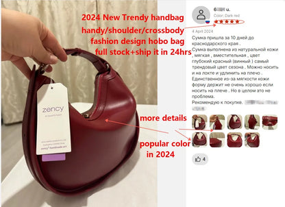 Zency Borsa da donna in vera pelle premium Borsa hobo di lusso Borsa a tracolla moda di grande capacità per moglie amante ragazza regalo Sac