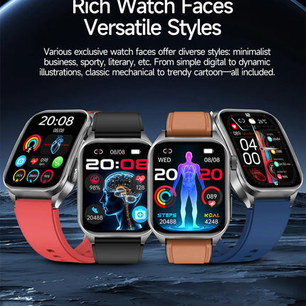2025 Trattamento laser Tre Smartwatch alti 1.95 "Schermo curvo in zaffiro ECG + PPG Grasso nel sangue Acido urico Diagnosi salute Smartwatch platinumshop
