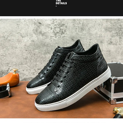 High-Quality Men Skateboard Shoes 2025 Fashion Large Size 46 Men's Leather Casual Shoes High Top Print Designer Luxury Shoes Man