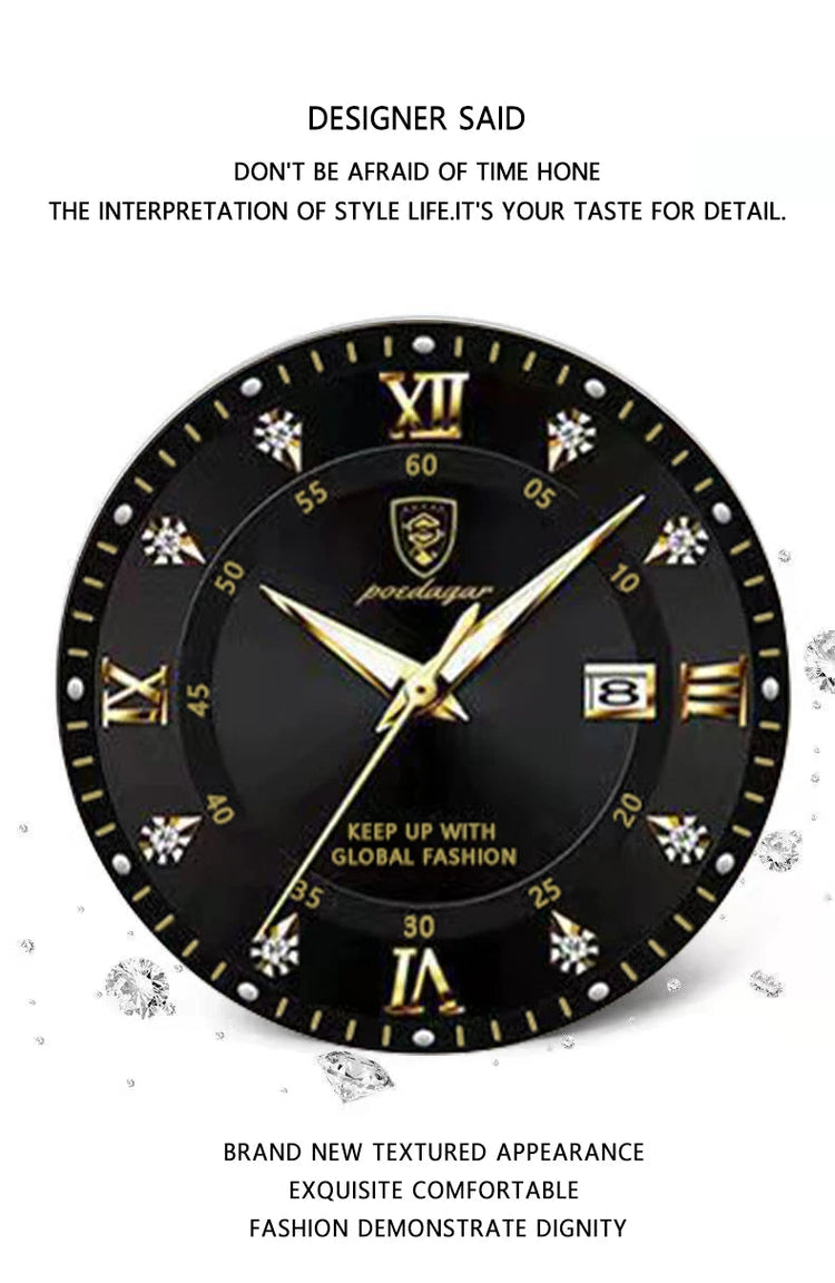 POEDAGAR Orologio da donna di lusso Orologio da donna impermeabile in acciaio inossidabile con data luminosa Orologi al quarzo da donna semplici e casual alla moda platinumshop
