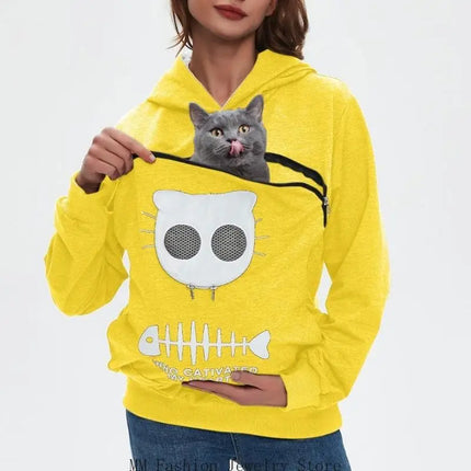 Cartoon Cats Dog Sweatshirt Women's Fit Including Pet Window And Breathable Mesh For Comfortable Carrying D0UB