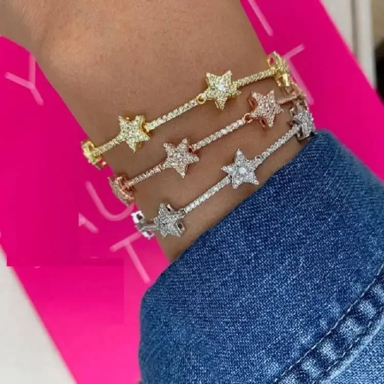 2025 Micro pavimentato 5A Cubic Zirconia CZ Stella geometrica Northstar Fascino Catena da tennis Collana girocollo Gioielli da donna di lusso Regalo