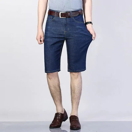 Pantaloncini di jeans da uomo estivi Pantaloni pentagramma da lavoro sottili, traspiranti, larghi e comodi Pantaloncini dritti alla moda Blu