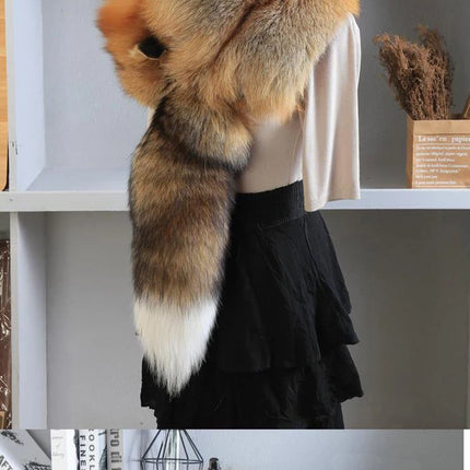 Unisex Real Fur Fox Scarf Men Woman Winter Warm Natural Fur Shawl Soft Headscarf Super big Gray Silver Fox Scarf Fur Accessories