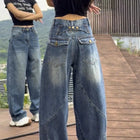 Jeans a gamba larga a vita alta Pantaloni in denim sottile da donna Jeans larghi dritti a figura intera taglie forti Sle casual