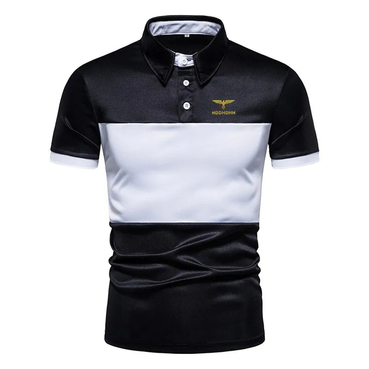 2025 Polo da uomo nuova moda estiva con stampa a righe, comoda e traspirante, abbigliamento sportivo