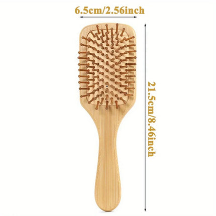 Natural Bamboo Paddle Comb Air Cushion Comb Scalp Massage Anti-Static Tangle Free Comb, Special for Real Hair Wigs