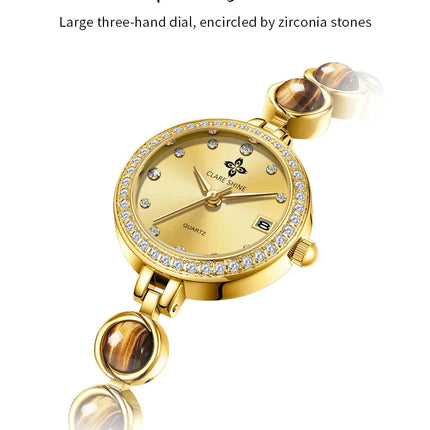 Orologio da donna CLARE SHINE Brand 7708, elegante orologio al quarzo di lusso, impermeabile, con datario, collezione Stellar Eyes. platinumshop
